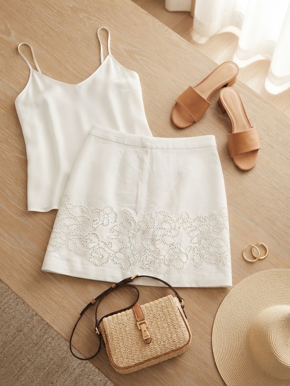 Club Monaco White Embroidered Eyelet Mini Skirt Floral Cutout Hem Women's Size 2